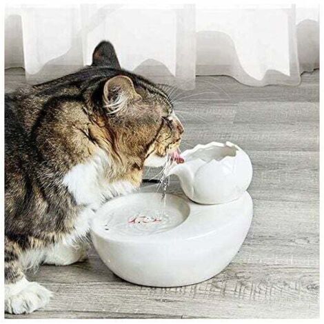 Sunxury – Fontaine à eau pour chat en céramique 1,3 litre – Filtre antibactérien – Fonctionnement silencieux sous 45 décibels – Design lotus vertical