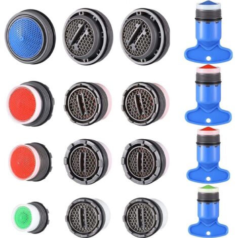 Roleader – Lot de 16 aérateurs de robinet – Économiseur d'eau avec finition métal – Débit max agréable – Compatible mitigeur cuisine et lavabo (1/5)
