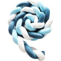 Csparkv – Tour de lit bébé tressé 3M en velours bleu foncé et blanc – Pare-chocs pour sécurité – Décoration chambre enfant