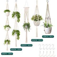 Set handgemaakte katoenen touw - Creative weven - Planten potten hangende manden - Balkon decoratie- katoenen touw bloempotten - Netjes hangende touw