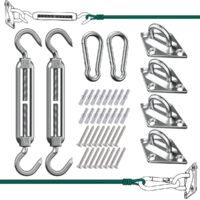 Kit de Fixation pour Voile d'Ombrage - 304 Inoxydable Voile d'Ombrage, Kit de fixation Voile d'ombrage pour Triangle, Carré & Rectangle, Heavy Duty antirouille Soleil Voile D'ombrage Kit de Fixation