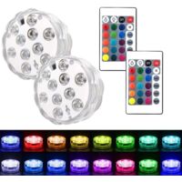 Lot de 2 lampes LED submersibles pour piscine – 16 couleurs – Télécommande incluse – Pour aquarium, bain à remous, étang, jardin – Bearsu