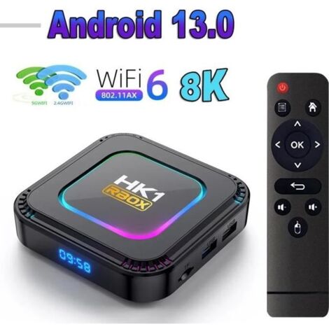 Boitier iptv intelligent HK1 RBOX-K8 RVB Lumière Android 13 Boîtier TV Rk3528 4 Go de RAM 32 Go ROM 8K multimédia Netflix Youtube