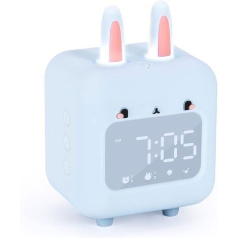 Réveil numérique pour enfants, réveil lapin pour chambre de filles, avec veilleuse, compte à rebours, bleu-MCJ (1/4)