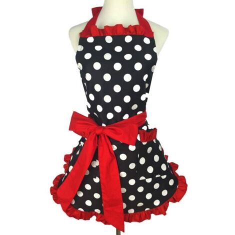 Tablier - Vintage - Noir Rouge - 100% Coton - Taille Unique - Lavable en Machine (1/4)