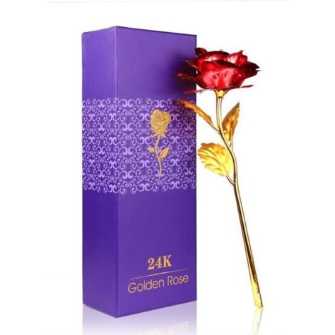 24K Plaqué or Rose Fleur fleur éternel 10 pouces longue tige Rose éternel Cadeau romantique pour Saint Valentin Amoureux Petite (1/4)