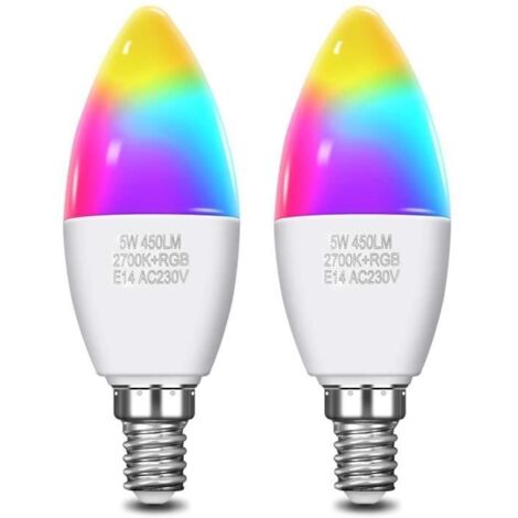 Ampoule LED Intelligente WiFi Smart Ampoule Connectée Multicolore RGB E14 C37 5W 450LM - KINGSO