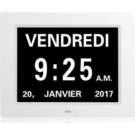 8 pouces LCD Horloge numérique Calendrier Date Heure Jour Horloge 8 Langues Auto Dimming HD Display Rappel (1/4)