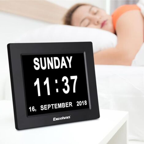 Excelvan DC8001 Horloge Calendrier Numérique 8pouces écran avec Date Jour et Heure Auto Dimming LCD Non-Abrégée (1/4)