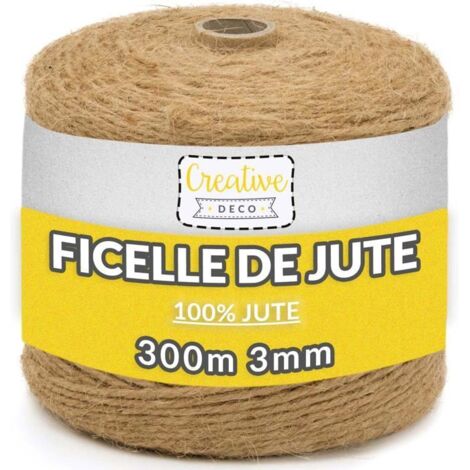 Ficelle Jute - Creative Deco - 300m - Épaisseur 3mm - Décoration Mariage - Bricolage DIY (1/4)