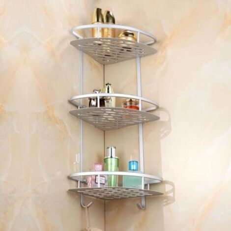 3 Étagère Supporte Accessoires de Salle de Bain Coin Rangement Brosse Savon Serviette (1/4)