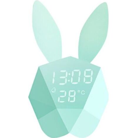 Reveil musique en forme de Lapin avec LED Veilleuse avec fonction de reveil sonore vert clair (1/4)