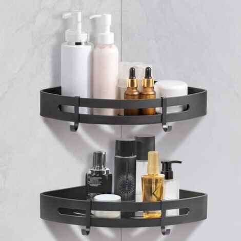 Etagere salle de bain sans percage, Étagère d\'angle Douche, Aluminium Panier de rangement (1/4)