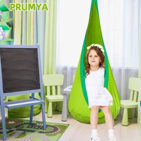 Hamac Enfant PRUMYA avec Coussin d\'Air Chaise Suspendue 70x150cm - Vert (1/4)