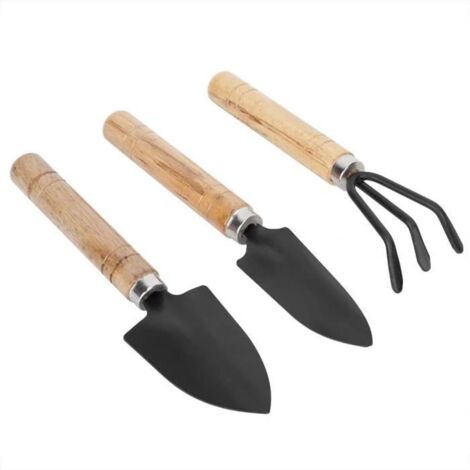 Outils de jardinage, ensemble de 3 outils pour plantes, mini-pelle en métal avec anses en bois, l\'âge minimum est de 5 ans ou plus (1/4)