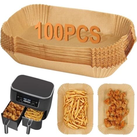 Papier Cuisson Air Fryer,100 Pièces 22x14x4,5cm Cuisson Paper Liner (1/4)