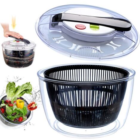 Essoreuse à Salade Professionnelle 5L, Couverts à Salade Grande Capacité, Classic Essoreuse à Salade Transparent,Essoreuse à