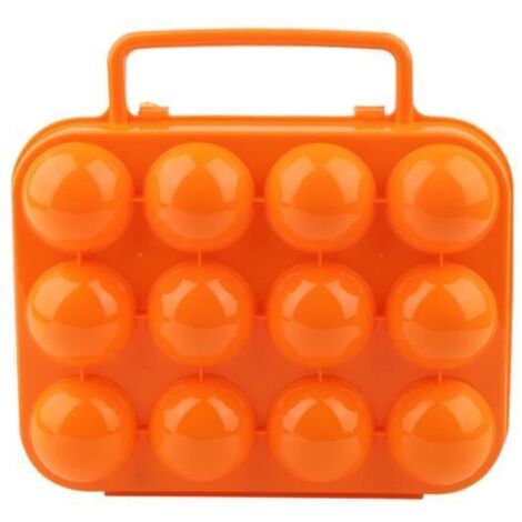 Dioche Plateau d\'oeufs Boîte de rangement pour plateau à œufs en plastique à double face avec poignée pour 12 œufs (orange) (1/4)