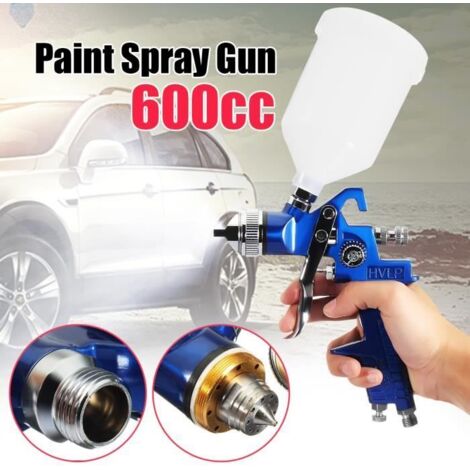 TOPTW Pistolet A Peinture 600cc HVLP pulvériser Gravité En Acier Inox 1.4/1.7/2MM Buse Auto Voiture (1/4)