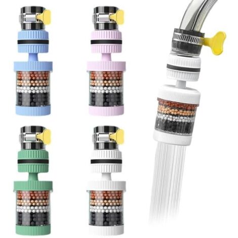4 pièces filtre à eau d\'évier 6 couches filtre à eau de robinet filtre à eau du robinet universel pour robinet d\'évier (1/4)