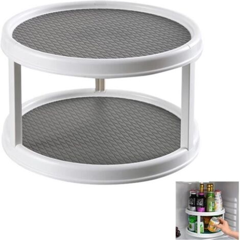 1 Plateaux tournant en plastique à 2 étages pour épices, aliments, etc.accessoire de rangement cuisine pour placards (1/4)