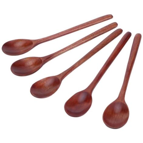 VBESTLIFE cuillère japonaise 5 pièces cuillère en bois avec cuillère à soupe à long manche pour barbecue camping partie maison (1/4)