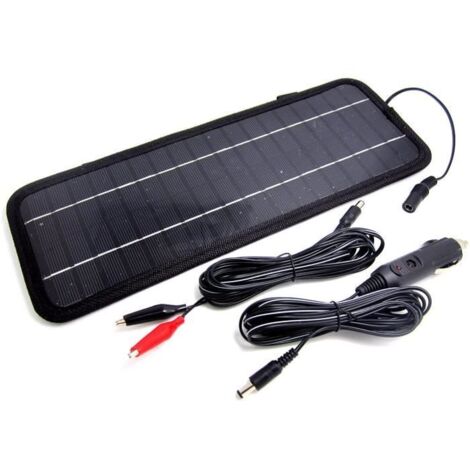 Poartable 4, 5W panneau solaire chargeur batterie voiture 12V Recharge extérieur Source de courant de voyage Camping