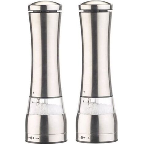 2 moulins poivre et sel électrique en inox avec broyeur en céramique - 21,5 cm (1/4)