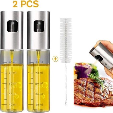 ChangM Vaporisateur d\'huile 2PCS 100ML ,Vaporisateur Huile Pulvérisateur d\'huile d\'olive, en Acier Inoxydable et Verre Bouteille (1/4)