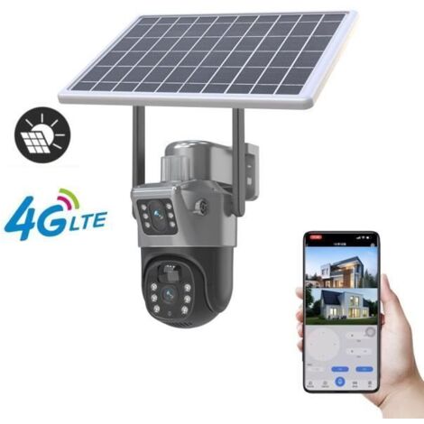 Camera de Surveillance Exterieur Batterie Solaire sans Fil PRUMYA , 4G 5MP IP Surveillance -Etanche IP65 Batterie 10400mah