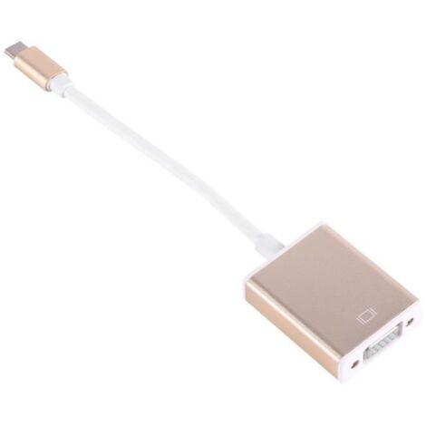 Câble adaptateur USB 3.1 type C réversible vers VGA HDTV avec boîtier aluminium doré (1/2)