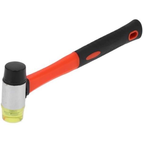 Maillet en caoutchouc GOTOTOP - Poignée en fibre de verre souple - Double face - Rouge (1/4)