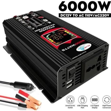 Onduleur 6000W - FOLAYA - Convertisseur 12V à 220V - 2 Ports USB - Affichage LCD - Protection intégrée