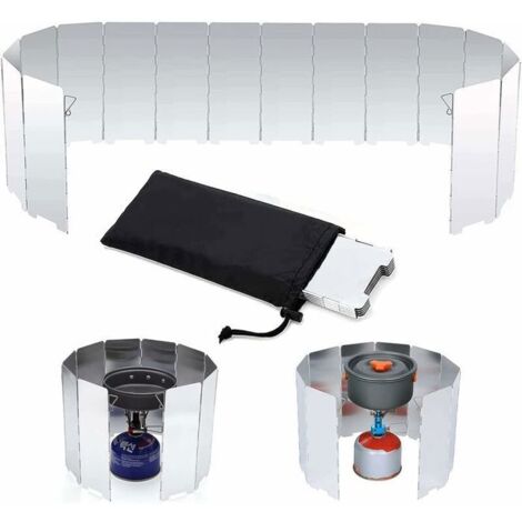 Pare-Vent Pliable Aluminium Ultra Lger Pare-Vent Rechaud 16 Assiettes Pare-Brise de Camping Portable Pare-Vent Pliable en Plei PZCC (1/4)