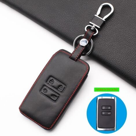 Étui pour carte télécommande sans clé, en cuir, pour voiture renault talisman, captur, espace clio, me black (1/4)
