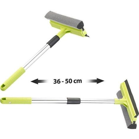 Lave-vitres télescopique 2 en 1 avec éponge et raclette, jusqu\'à 50 cm