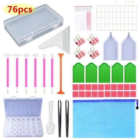 Accessoires De Diamond Painting, 76 Pcs Accessoires De Diamond Painting, Outil De Diamant Painting, Outils De Peinture Diamant (1/4)