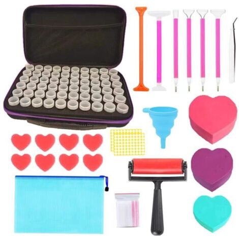 Boite Diamond Painting Rangement - Boite Broderie Diamant Avec 60 Petits Compartiments De Rangement, Outils De Peinture Diamant -B (1/4)