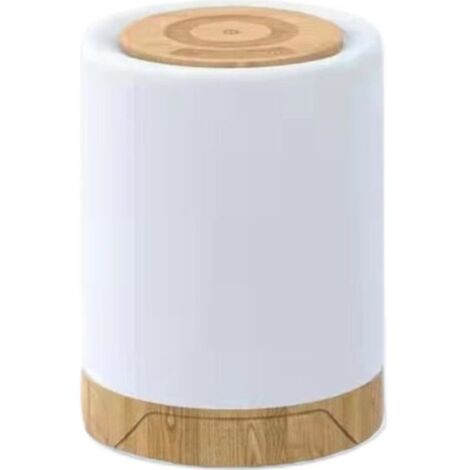 Lampe de chevet sans fil LED Veilleuse RVB, Lampe à poser Protection des yeux Lumières réglables Charge USB- Grain de bois