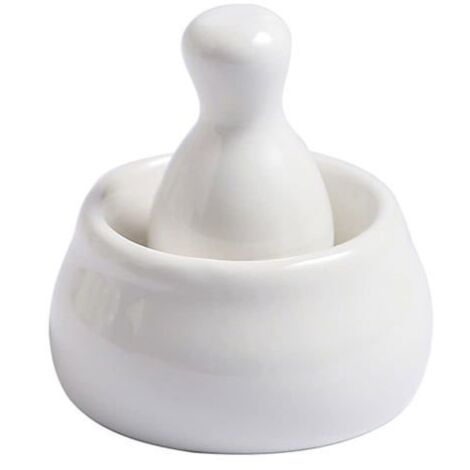 Ensemble mini mortier et pilon en céramique blanche, un broyeur de pilules parfait, également adapté pour écraser les épices (1/5)