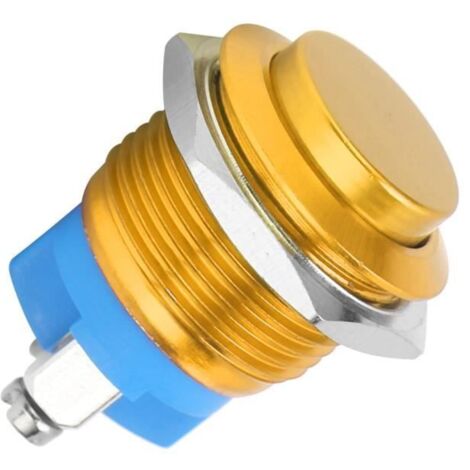 SALUTUYA Interrupteur à Bouton-Poussoir en Métal Étanche en Acier Inoxydable Auto Réinitialisation Normale 16 mm 220V(Jaune)