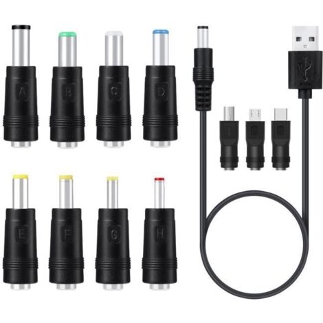 Universel Cble dAlimentation USB vers DC 5V avec 11 Pcs Connecteurs pour Camra Tablette PC Tlphone couleurs mu CABLE D\'ALIMENTATION (1/4)