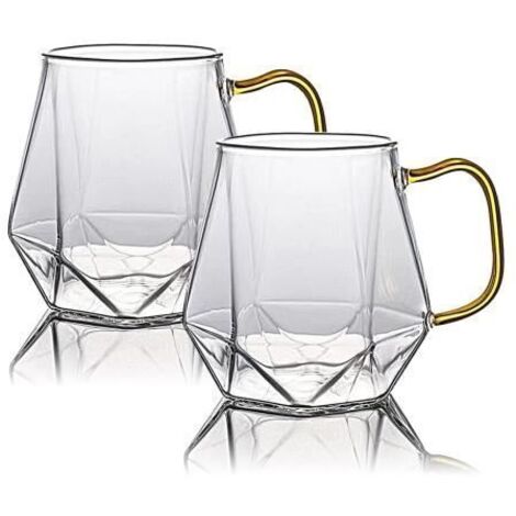 Ensemble de tasses à Cappuccino prismatiques de 400ML, verres à thé avec poignée, ensemble de verres à boire, 2 pièces