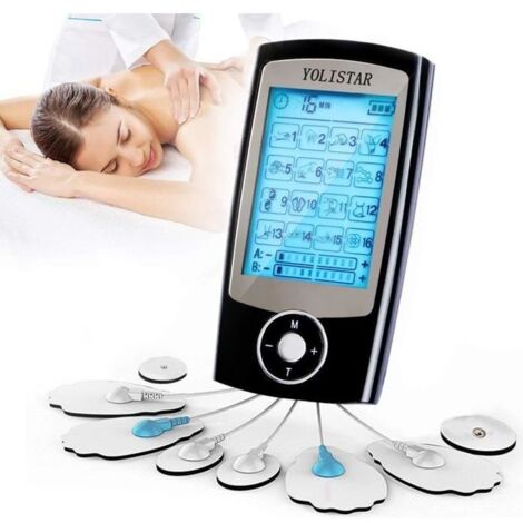 Électrostimulateur tens Anti-Douleur et électrostimulation Musculaire EMS - 16 programmes de Massage + 8 électrodes Rechargeable )
