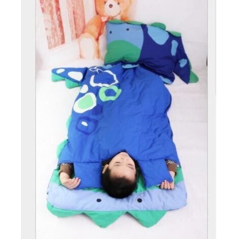 Mignon Sac de Couchage Enfant Duvet Enfant avec Oreiller 14060cm (dinosaure bleu) Convient aux enfants jusqu\'à 1,15 mètres d T0CB88