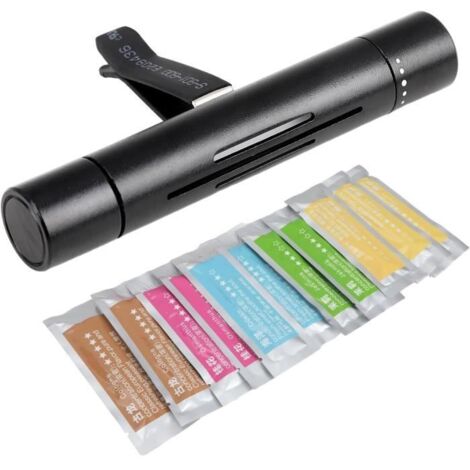 Désodorisant de Voiture - Diffuseur de Parfum à Clipser - Compact - Design Noir - Goût Aléatoire (1/4)