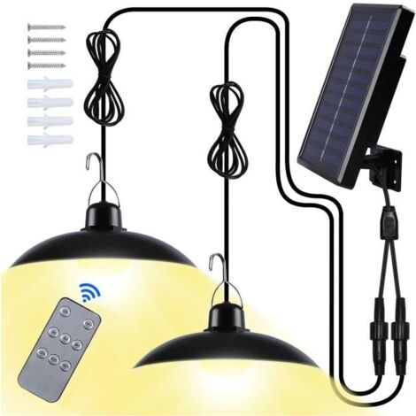 Lampe Solaire Extérieur - Double Tête - Blanc - IP65 étanche - Télécommande (1/4)