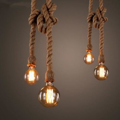 Corde De Chanvre Pendentif Lumières Vintage Rétro Loft Industrielle Suspension Pour Salon Cuisine Accueil Luminaires Décor Luminaire (1/4)