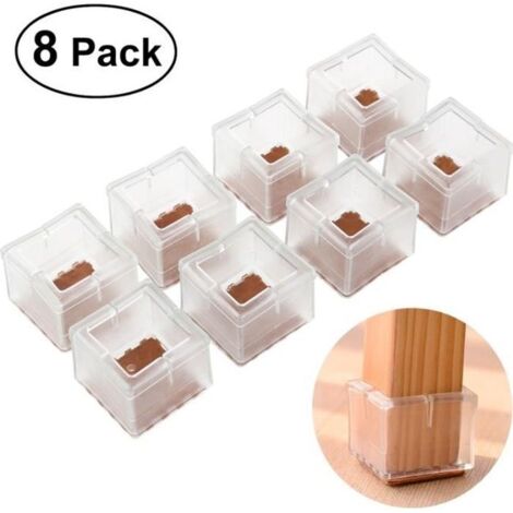 8x Embouts de Protection Carrés pour Pieds de Chaise en Silicone(Transparent) (1/3)