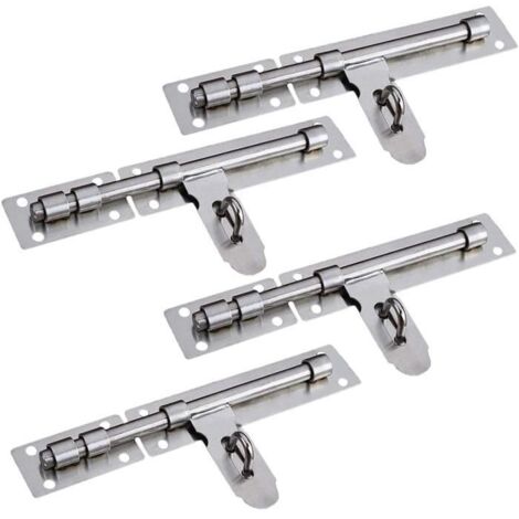 Verrou de Porte - Inox - 4 Pcs - Durable - Résistant à la corrosion - 21.3x3.8cm (1/4)
